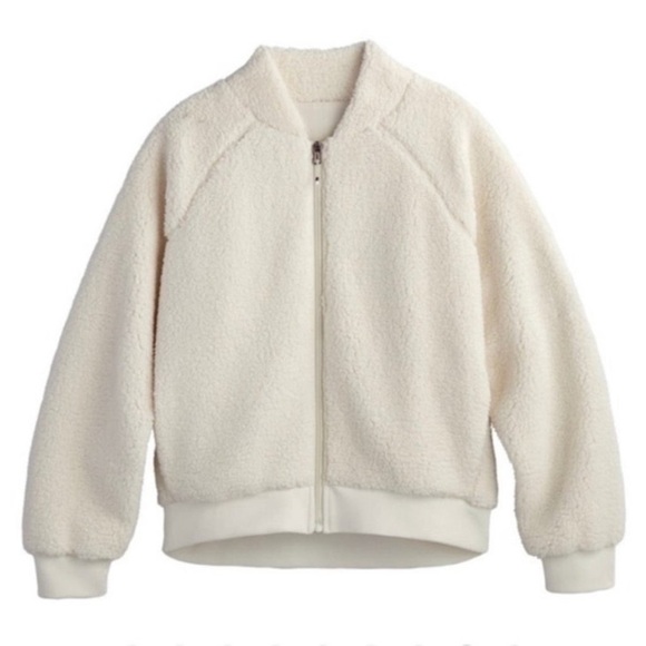 Calia by Carrie Underwood Cream Sherpa Bomber Jacket Zip Front Size M - Picture 2 of 11